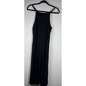 Coercion London Black Fit & Flare Midi Dress Size S Sleeveless Stretch Minimal